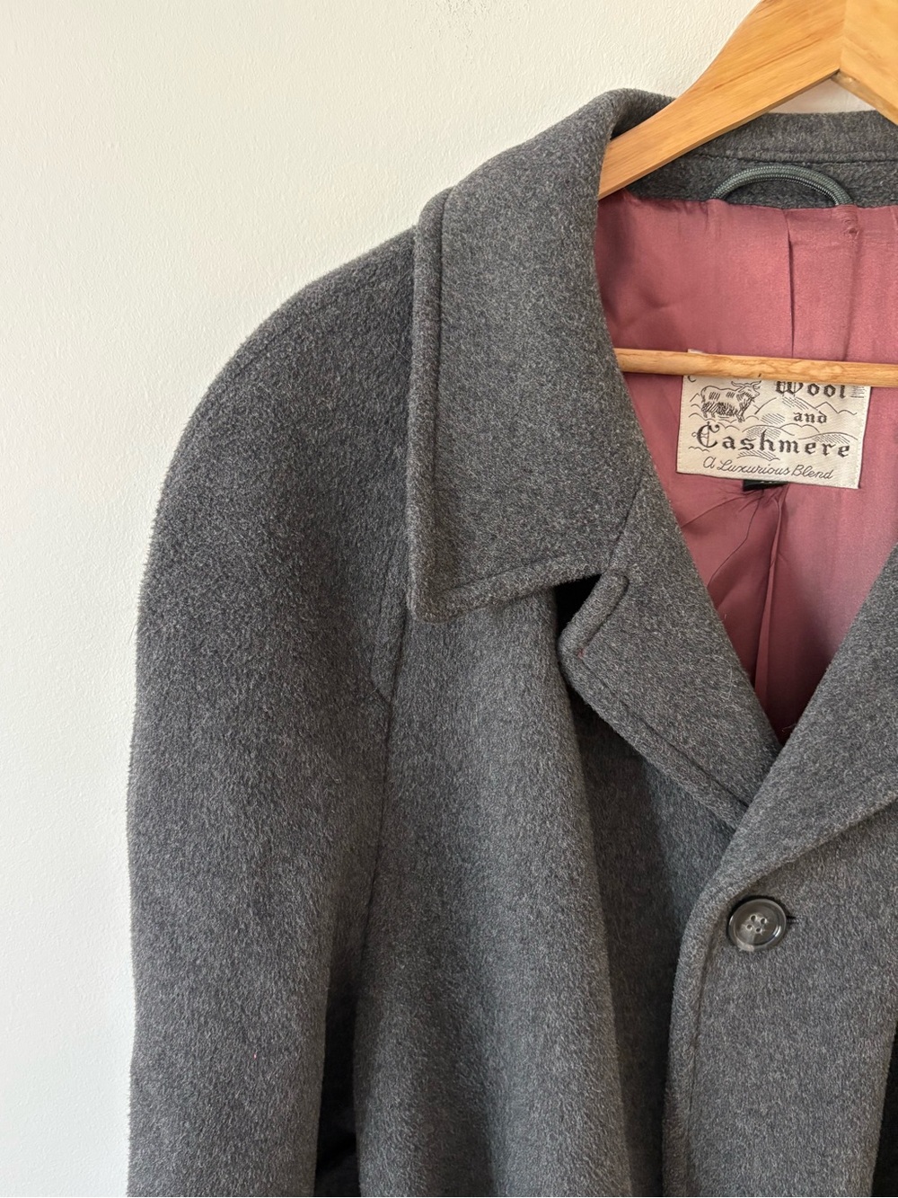 Vintage Wool Cashmere Oversized Coat Size 44 XL Italian Fabric Heavyweight Fall - Picture 6 of 16